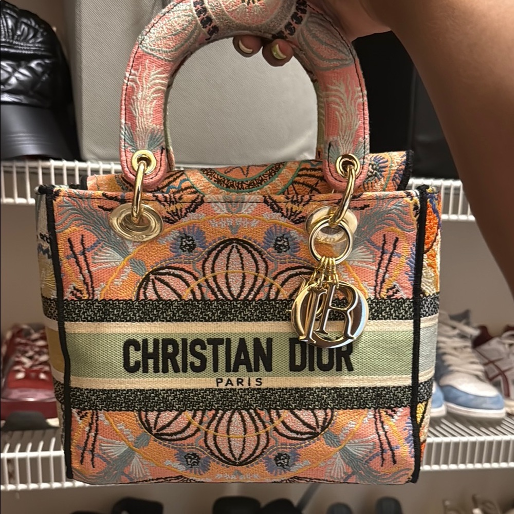 Christian Dior Orange and Pink Mini Bag with Gold Accents